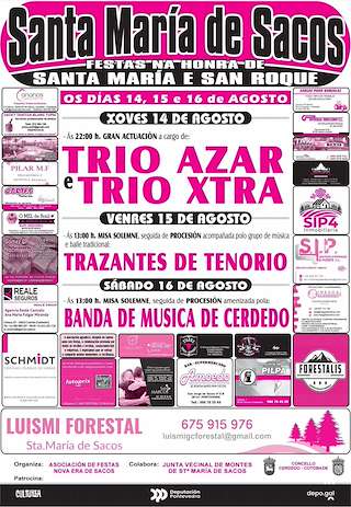 Fechas, información, programa, cartel, imágenes, mapa y ubicación de San Roque e Santa María de Sacos  en  Cerdedo-Cotobade