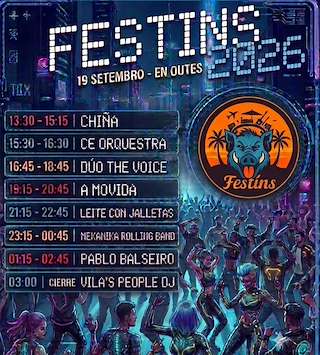 Fechas, información, programa, cartel, imágenes, mapa y ubicación de San Roque e Virxe das Dores de Entíns (2026) en Outes