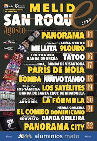 Fechas, información, programa, cartel, imágenes, mapa y ubicación de San Roque (2026) en Melide