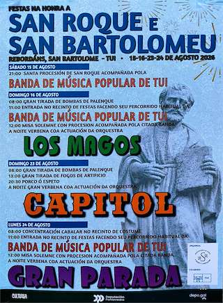 Fechas, información, programa, cartel, imágenes, mapa y ubicación de San Roque y San Bartolomeu de Rebordáns (2026) en Tui