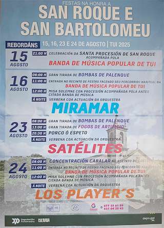 Fechas, información, programa, cartel, imágenes, mapa y ubicación de San Roque y San Bartolomeu de Rebordáns  en  Tui