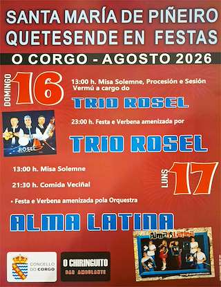 Fechas, información, programa, cartel, imágenes, mapa y ubicación de San Roque y Santa María de Piñeiro (2026) en O Corgo