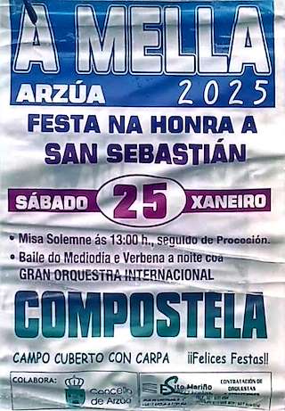 Fechas, información, programa, cartel, imágenes, mapa y ubicación de San Sebastián de A Mella  en  Arzúa