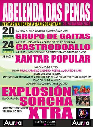 Fechas, información, programa, cartel, imágenes, mapa y ubicación de San Sebastián de Abelenda das Penas  en  Carballeda de Avia