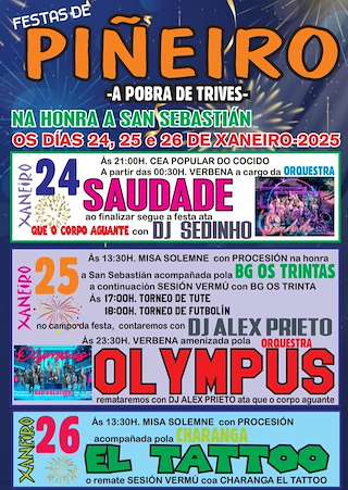 Fechas, información, programa, cartel, imágenes, mapa y ubicación de San Sebastián de Piñeiro - XXIX Cea do Cocido  en  A Pobra de Trives