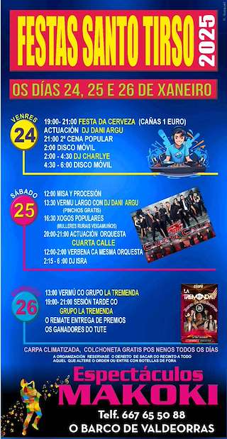 Fechas, información, programa, cartel, imágenes, mapa y ubicación de San Tirso de Veigamuiños  en  O Barco de Valdeorras