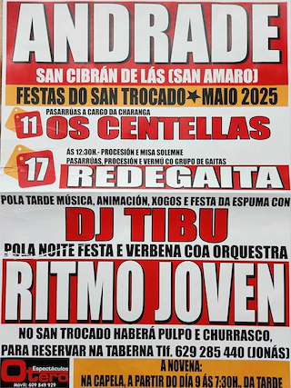 Fechas, información, programa, cartel, imágenes, mapa y ubicación de San Trocado de Andrade   en  San Amaro