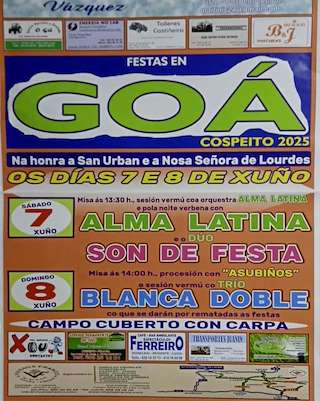 Fechas, información, programa, cartel, imágenes, mapa y ubicación de San Urban e Nosa Señora de Lourdes de Goá  en  Cospeito