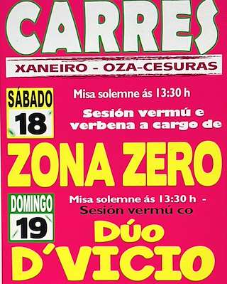 Fechas, información, programa, cartel, imágenes, mapa y ubicación de San Vicente de Carres  en  Oza Cesuras