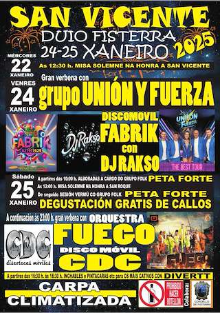 Fechas, información, programa, cartel, imágenes, mapa y ubicación de San Vicente y San Roque de Duio  en  Fisterra