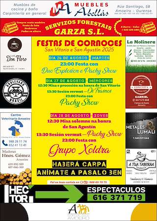Fechas, información, programa, cartel, imágenes, mapa y ubicación de San Vitoiro y San Agustín de Cornoces  en  Amoeiro