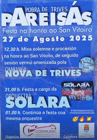Fechas, información, programa, cartel, imágenes, mapa y ubicación de San Vitorio de Pareisás  en  A Pobra de Trives