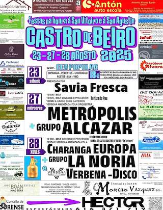 Fechas, información, programa, cartel, imágenes, mapa y ubicación de San Vitorio e San Agustín de Castro de Beiro  en  Ourense