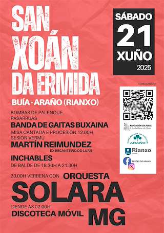 Fechas, información, programa, cartel, imágenes, mapa y ubicación de San Xoán da Ermida de Araño  en  Rianxo