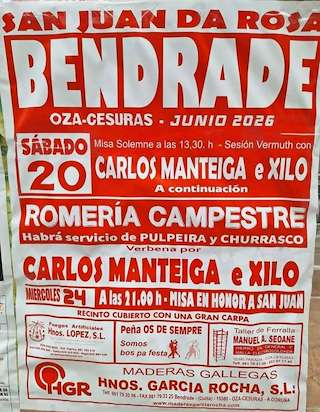 Fechas, información, programa, cartel, imágenes, mapa y ubicación de San Xoán da Rosa (2026)  en  Oza Cesuras