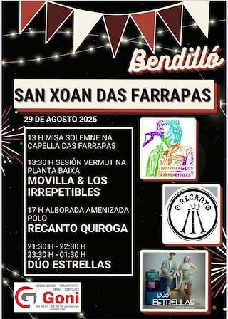 Fechas, información, programa, cartel, imágenes, mapa y ubicación de San Xoán das Farrapas de Bendilló (2026)  en  Quiroga