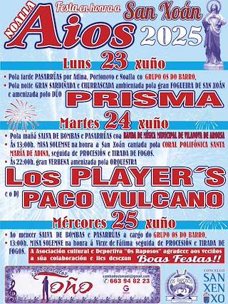 Fechas, información, programa, cartel, imágenes, mapa y ubicación de San Xoán de Aios  en  Sanxenxo