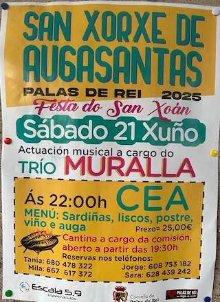 Fechas, información, programa, cartel, imágenes, mapa y ubicación de San Xoán de Augasantas  en  Palas de Rei