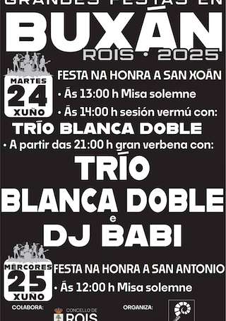 Fechas, información, programa, cartel, imágenes, mapa y ubicación de San Xoán de Buxán  en  Rois