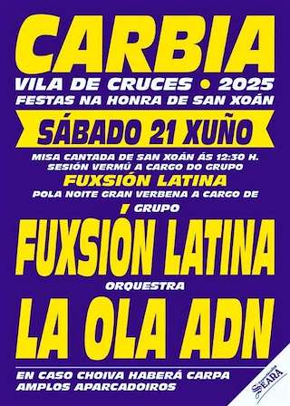 Fechas, información, programa, cartel, imágenes, mapa y ubicación de San Xoán de Carbia  en  Vila de Cruces