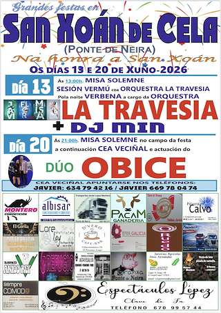 Fechas, información, programa, cartel, imágenes, mapa y ubicación de San Xoán de Cela (2026)  en  O Corgo
