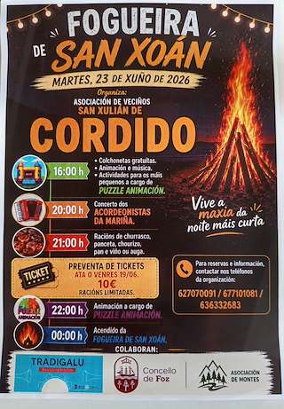 Fechas, información, programa, cartel, imágenes, mapa y ubicación de San Xoán de Cordido (2026)  en  Foz