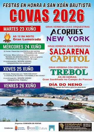 Fechas, información, programa, cartel, imágenes, mapa y ubicación de San Xoán de Covas (2026) en Viveiro