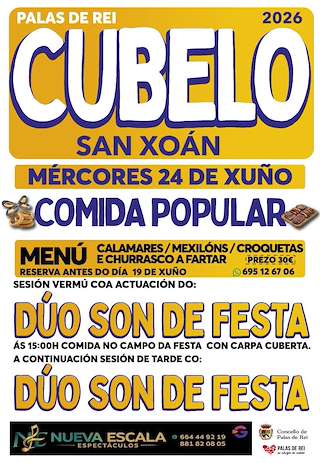 Fechas, información, programa, cartel, imágenes, mapa y ubicación de San Xoán de Cubelo  (2026)  en  Palas de Rei