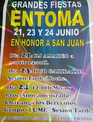 Fechas, información, programa, cartel, imágenes, mapa y ubicación de San Xoán de E ntoma  en  O Barco de Valdeorras