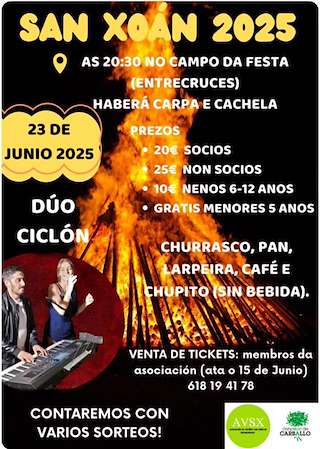 Fechas, información, programa, cartel, imágenes, mapa y ubicación de San Xoán de Entrecruces   en  Carballo