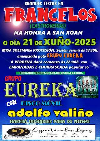 Fechas, información, programa, cartel, imágenes, mapa y ubicación de San Xoán de Francelos  en  Castroverde