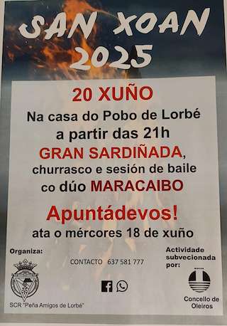 Fechas, información, programa, cartel, imágenes, mapa y ubicación de San Xoán de Lorbé  en  Oleiros