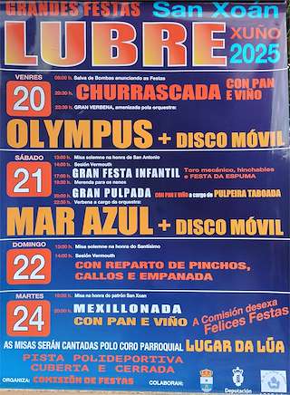 Fechas, información, programa, cartel, imágenes, mapa y ubicación de San Xoán de Lubre  en  Bergondo