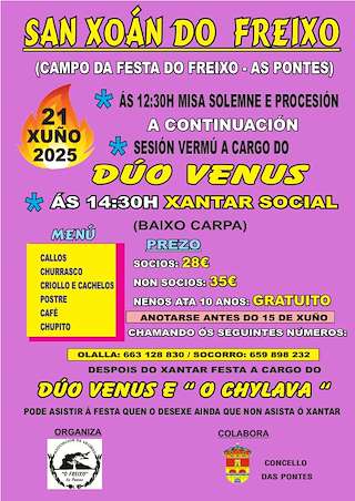 Fechas, información, programa, cartel, imágenes, mapa y ubicación de San Xoán de O Freixo  en  As Pontes de García Rodríguez