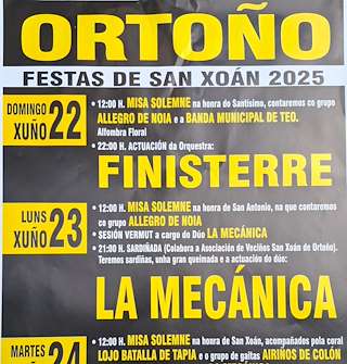 Fechas, información, programa, cartel, imágenes, mapa y ubicación de San Xoán de Ortoño  en  Ames
