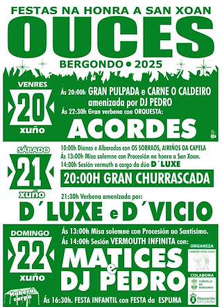 Fechas, información, programa, cartel, imágenes, mapa y ubicación de San Xoán de Ouces  en  Bergondo