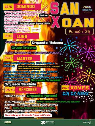 Fechas, información, programa, cartel, imágenes, mapa y ubicación de San Xoán de Panxón  en  Nigrán