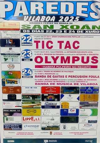 Fechas, información, programa, cartel, imágenes, mapa y ubicación de San Xoán de Paredes  en  Vilaboa
