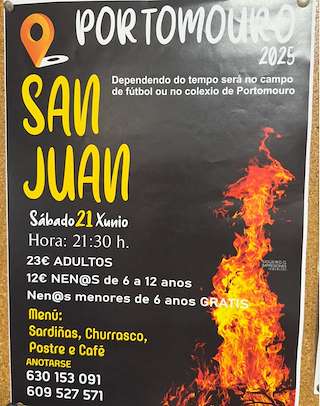 Fechas, información, programa, cartel, imágenes, mapa y ubicación de San Xoán de Portomouro  en  Val do Dubra
