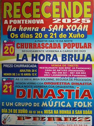 Fechas, información, programa, cartel, imágenes, mapa y ubicación de San Xoán de Rececende  en  A Pontenova