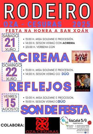 Fechas, información, programa, cartel, imágenes, mapa y ubicación de San Xoán de Rodeiro  en  Oza Cesuras