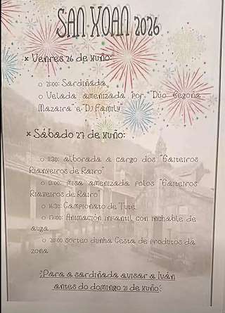 Fechas, información, programa, cartel, imágenes, mapa y ubicación de San Xoán de Sabariz  (2026) en Lobeira