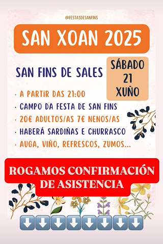 Fechas, información, programa, cartel, imágenes, mapa y ubicación de San Xoán de San Fins de Sales  en  Vedra