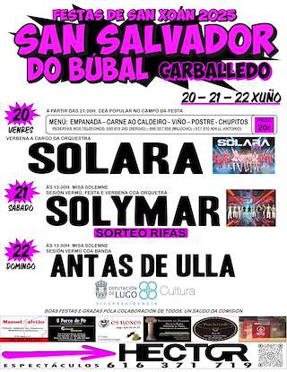 Fechas, información, programa, cartel, imágenes, mapa y ubicación de San Xoán de San Salvador do Bubal  en  Carballedo