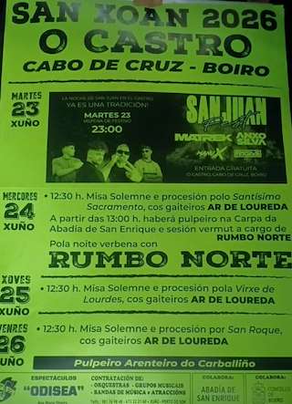 Fechas, información, programa, cartel, imágenes, mapa y ubicación de San Xoán de Santa María de Castro (2026) en Boiro