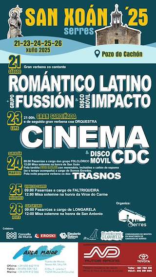 Fechas, información, programa, cartel, imágenes, mapa y ubicación de San Xoán de Serres  en  Muros