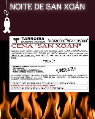Fechas, información, programa, cartel, imágenes, mapa y ubicación de  San Xoán de Tarroiba  en  Cedeira