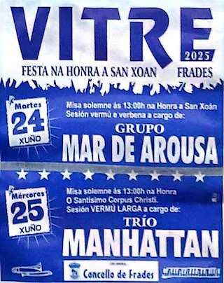Fechas, información, programa, cartel, imágenes, mapa y ubicación de San Xoán de Vitre  en  Frades
