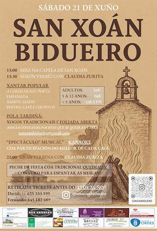 Fechas, información, programa, cartel, imágenes, mapa y ubicación de San Xoán do Bidueiro  en  Ordes