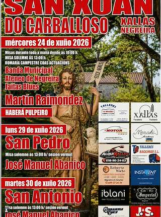 Fechas, información, programa, cartel, imágenes, mapa y ubicación de San Xoán do Carballoso (2026) en Negreira
